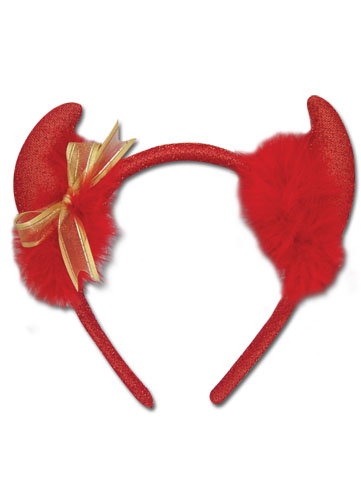 Devil Horn Headband- Devil Gold Ribbon Headband, an officially licensed product in our Devil Horn Headband department.