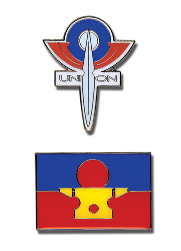 Gundam 00 Union & Hrl Pin Set, an officially licensed product in our Gundam 00 Pins & Badges department.