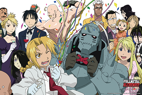 Fullmetal Alchemist - Group Celebration Paper Poster, an officially licensed product in our Fullmetal Alchemist Posters department.