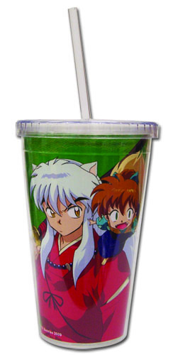 Inuyasha - Inuyasha & Shippo Tumbler With Straw Lid, an officially licensed product in our Inuyahsa Mugs & Tumblers department.