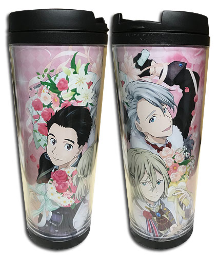 Yuri On Ice!!! - Group With Flower Tumbler, an officially licensed product in our Yuri!!! On Ice Mugs & Tumblers department.