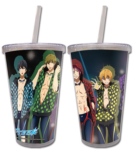 Free! - Group In Spotlight Tumbler With Straw, an officially licensed product in our Free! Mugs & Tumblers department.
