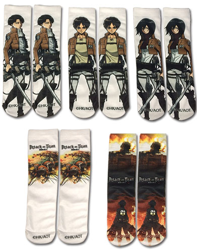 Attack On Titan - 5 Pack Sublimation Socks, an officially licensed product in our Attack On Titan Costumes & Accessories department.