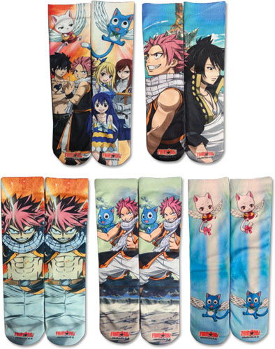 Fairy Tail - 5 Pack Sublimation Socks, an officially licensed product in our Fairy Tail Costumes & Accessories department.