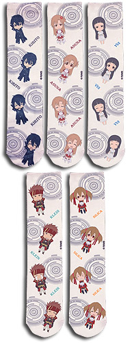 Sword Art Online - Sd Characters 5-Pack Sublimation Socks, an officially licensed product in our Sword Art Online Costumes & Accessories department.
