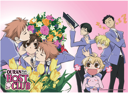 Ouran High School Host Club Group Bouquet Of Flowers Fabric Poster, an officially licensed product in our Ouran High School Host Club Posters department.