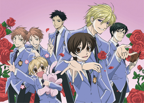 Ouran High School Host Club Group Rose Background Fabric Poster, an officially licensed product in our Ouran High School Host Club Posters department.