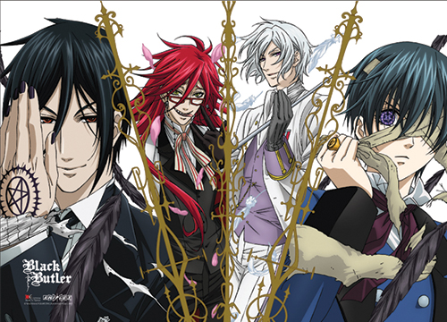 Black Butler Sebastain Grell Ash Ciel Fabric Poster, an officially licensed Black Butler product at B.A. Toys.