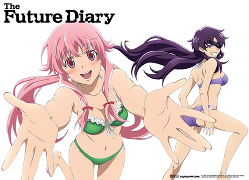 Future Diary - Yuno And Minene Swimwear Fabric Poster, an officially licensed product in our Future Diary Posters department.