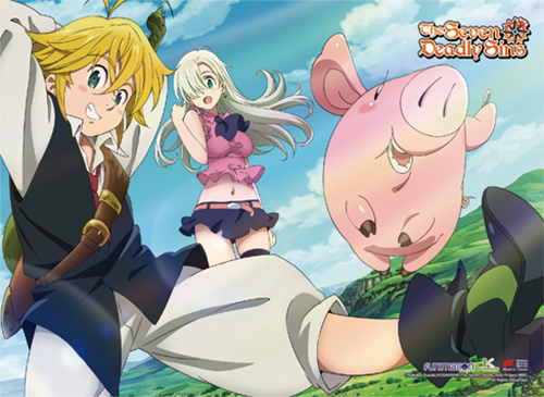 The Seven Deadly Sins - Elizabeth, Meliodas & Hawk 1 High-End Wall Scroll, an officially licensed product in our The Seven Deadly Sins Wall Scroll Posters department.