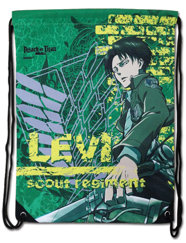 Attack On Titan - Levi Green Drawstring Bag, an officially licensed product in our Attack On Titan Bags department.