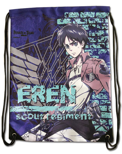Attack On Titan - Eren Violet Drawstring Bag, an officially licensed product in our Attack On Titan Bags department.
