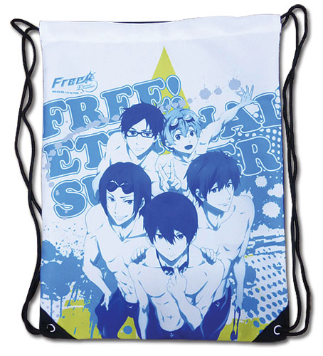 Free! 2 - Group White Drawstring Bag, an officially licensed product in our Free! Bags department.