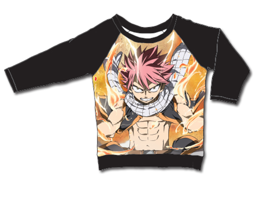 Fairy Tail - Natsu Lightning Fire Mode Long Sleeve Raglan L, an officially licensed product in our Fairy Tail T-Shirts department.