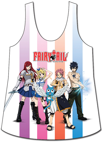 Fairy Tail - Group With Lines Tank Top Size L, an officially licensed product in our Fairy Tail T-Shirts department.