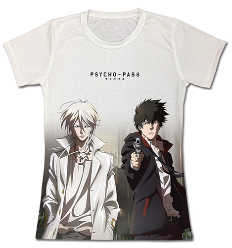 Psycho Pass - Shinya Vs Makishima Jrs. Sublimation T-Shirt XL, an officially licensed product in our Psycho-Pass T-Shirts department.