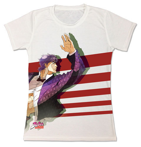 Jojo - Jonathan Red Stripes Jrs. Sublimation T-Shirt XXL, an officially licensed product in our Jojo'S Bizarre Adventure T-Shirts department.