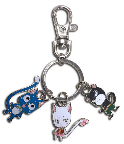 Fairy Tail - Happy, Carla And Lily Metal Keychain, an officially licensed product in our Fairy Tail Key Chains department.