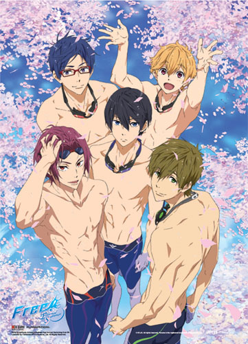 Free! - Group In Pool With Sakura Wallscroll, an officially licensed product in our Free! Wall Scroll Posters department.