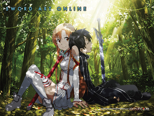 Sword Art Online - Kirito & Asuna Forest Wall Scroll, an officially licensed product in our Sword Art Online Wall Scroll Posters department.