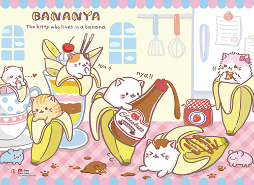 Bananya - Tea Time Wall Scroll, an officially licensed product in our Bananya Wall Scroll Posters department.