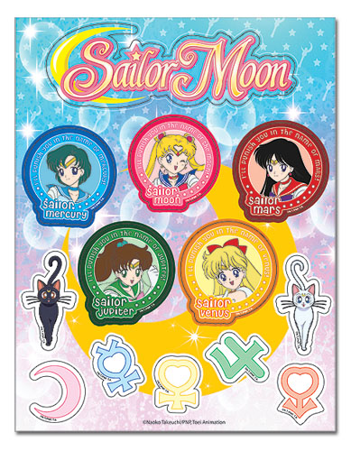 Sailormoon Characters And Symbols Sticker Sheet, an officially licensed product in our Sailor Moon Stickers department.