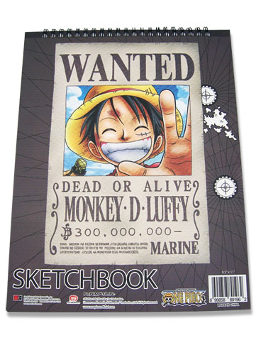 One Piece Luffy Wanted Sketchbook, an officially licensed product in our One Piece Stationery department.