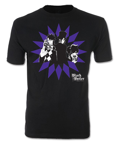 Black Butler B.O.C. - Sebastian, Ciel & Joker Mens Screen Print T-Shirt S, an officially licensed Black Butler Book Of Circus product at B.A. Toys.