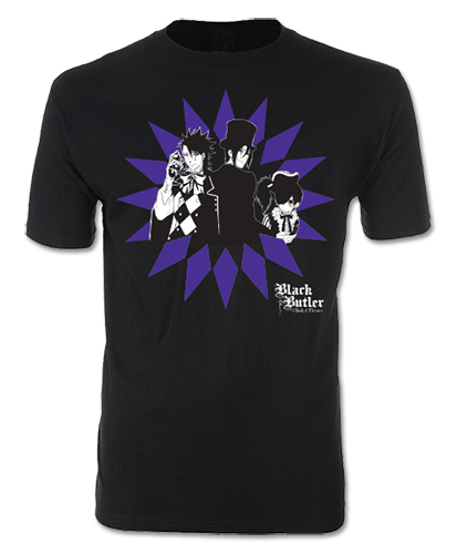 Black Butler B.O.C. - Sebastian, Ciel & Joker Men's Screen Print T-Shirt L, an officially licensed product in our Black Butler Book Of Circus T-Shirts department.
