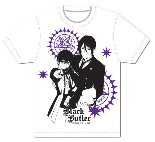 Black Butler B.O.C - Sebastian And Ciel Men Screen Print T-Shirt M, an officially licensed Black Butler Book Of Circus product at B.A. Toys.