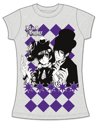 Black Butler B.O.C. - Sebastian & Ciel Jrs. Screen-Print T-Shirt L, an officially licensed Black Butler Book Of Circus product at B.A. Toys.
