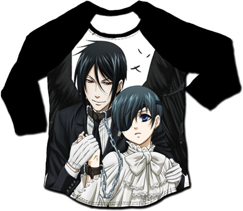Black Butler - Open Wings 3/4 Sublimation Long Sleeve Raglan S, an officially licensed Black Butler product at B.A. Toys.