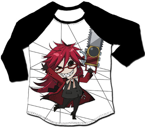 Black Butler - Sd Grell 3/4Th Sublimation Long-Sleeve Raglan S, an officially licensed Black Butler product at B.A. Toys.