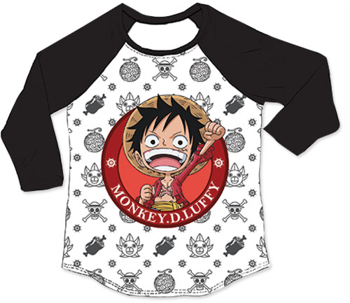One Piece - Sd Luffy Sublimation 3/4 Sleeve Shirt L, an officially licensed product in our One Piece T-Shirts department.