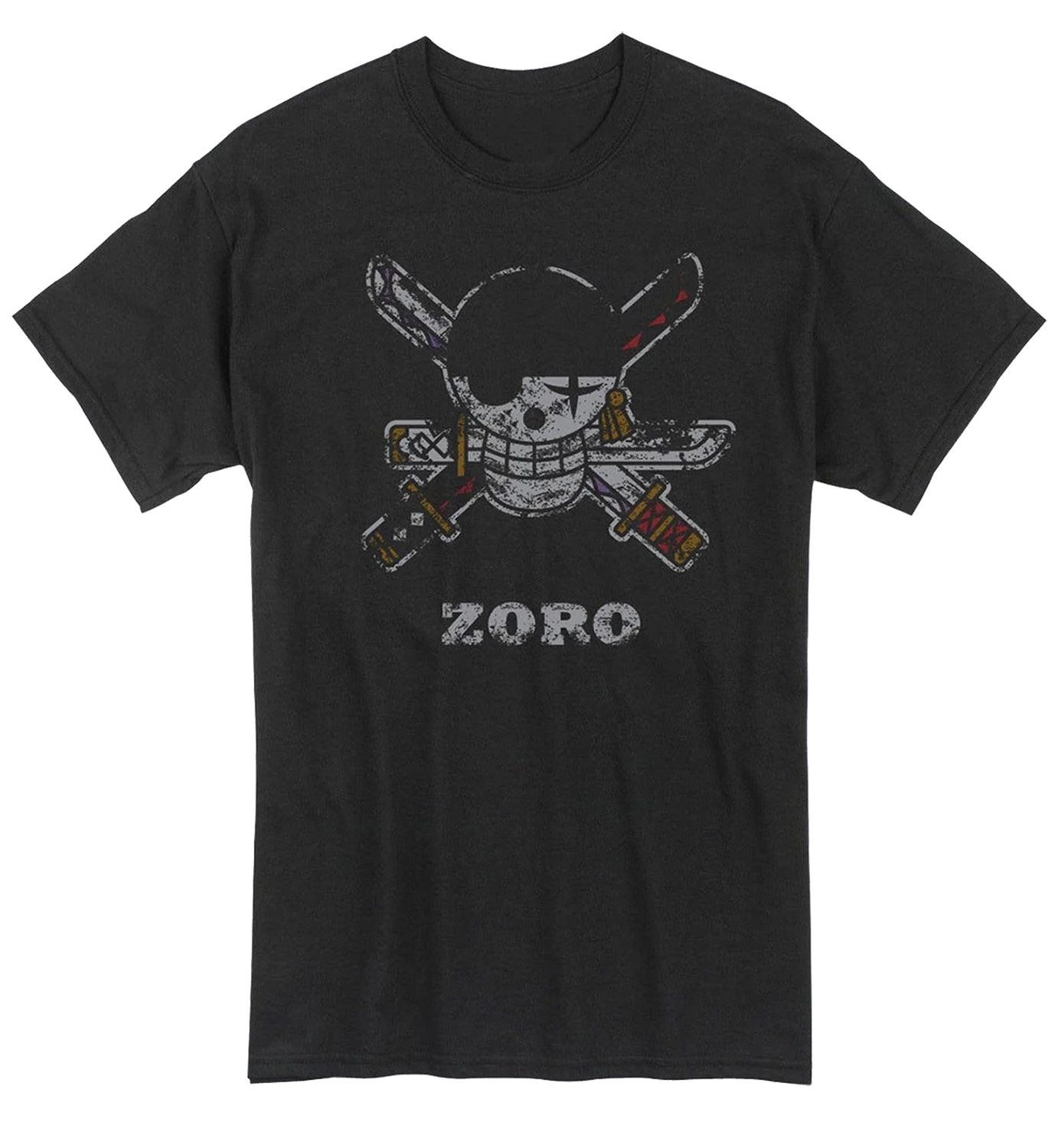 One Piece - Zoro Pirate Flag Distressed Men's T-Shirt L, an officially licensed product in our One Piece T-Shirts department.