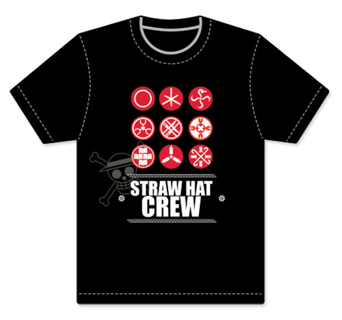 One Piece - Straw Hat Crew Symbols Men's Screen Print T-Shirt XXL, an officially licensed product in our One Piece T-Shirts department.