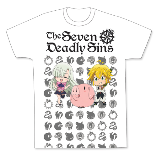The Seven Deadly Sins - Sd Meliodas, Elizabeth & Hawk Men's Sublimation T-Shirt L, an officially licensed product in our The Seven Deadly Sins T-Shirts department.